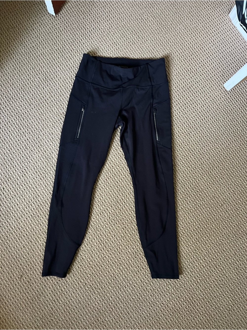 Black Athleta Rainier Zip-Pocket Leggings